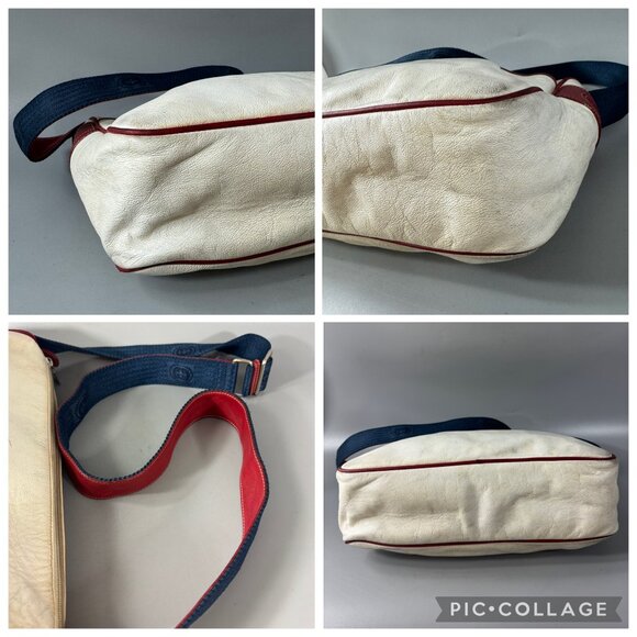Authentic Vintage Gucci Off-White Leather w/ Red Leather Trims Message Bag - Picture 15 of 15